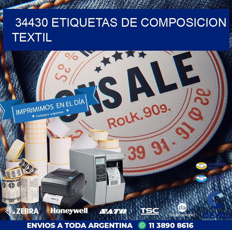 34430 ETIQUETAS DE COMPOSICION TEXTIL