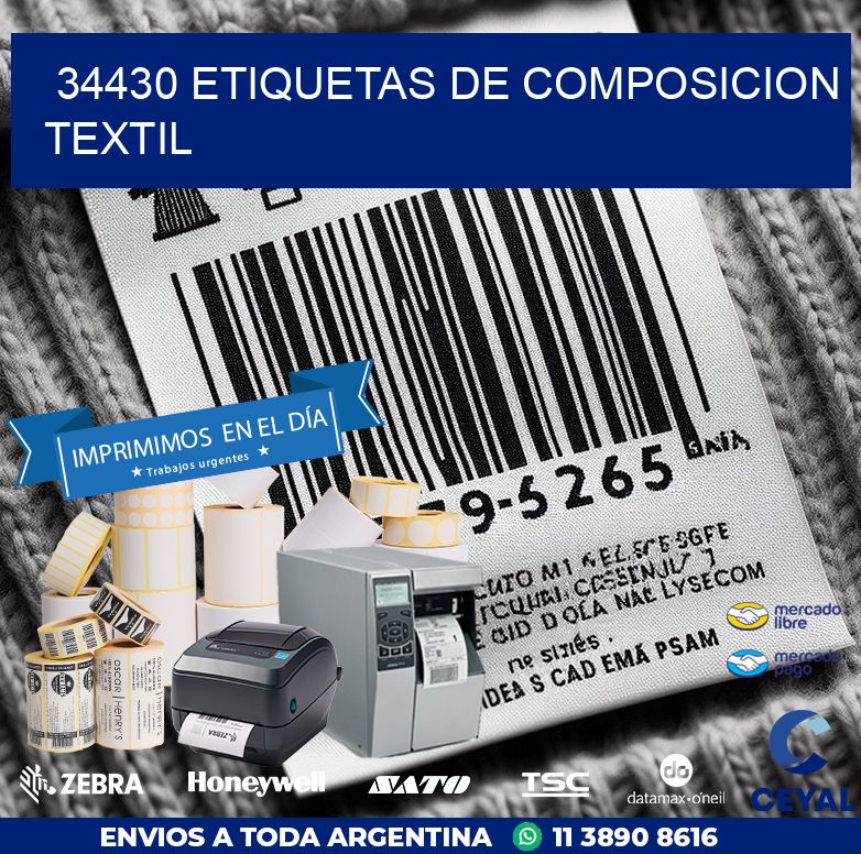 34430 ETIQUETAS DE COMPOSICION TEXTIL