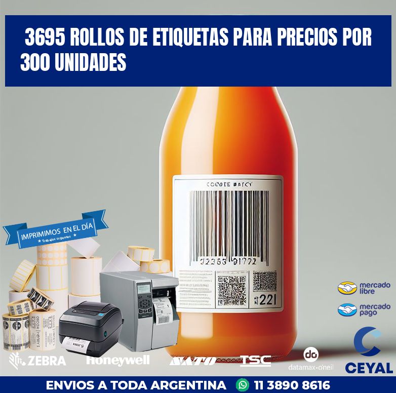 3695 ROLLOS DE ETIQUETAS PARA PRECIOS POR 300 UNIDADES
