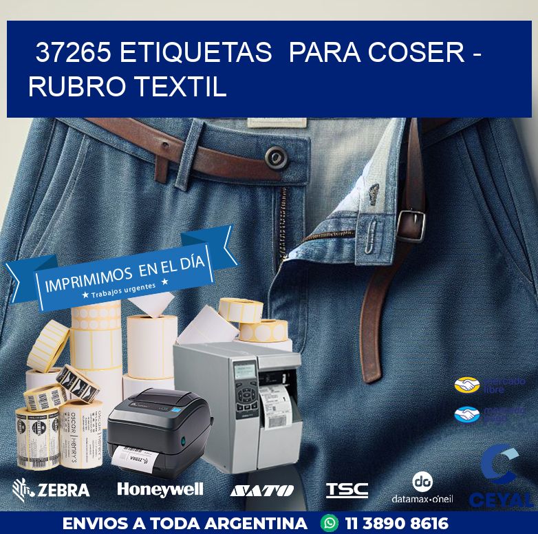 37265 ETIQUETAS  PARA COSER - RUBRO TEXTIL