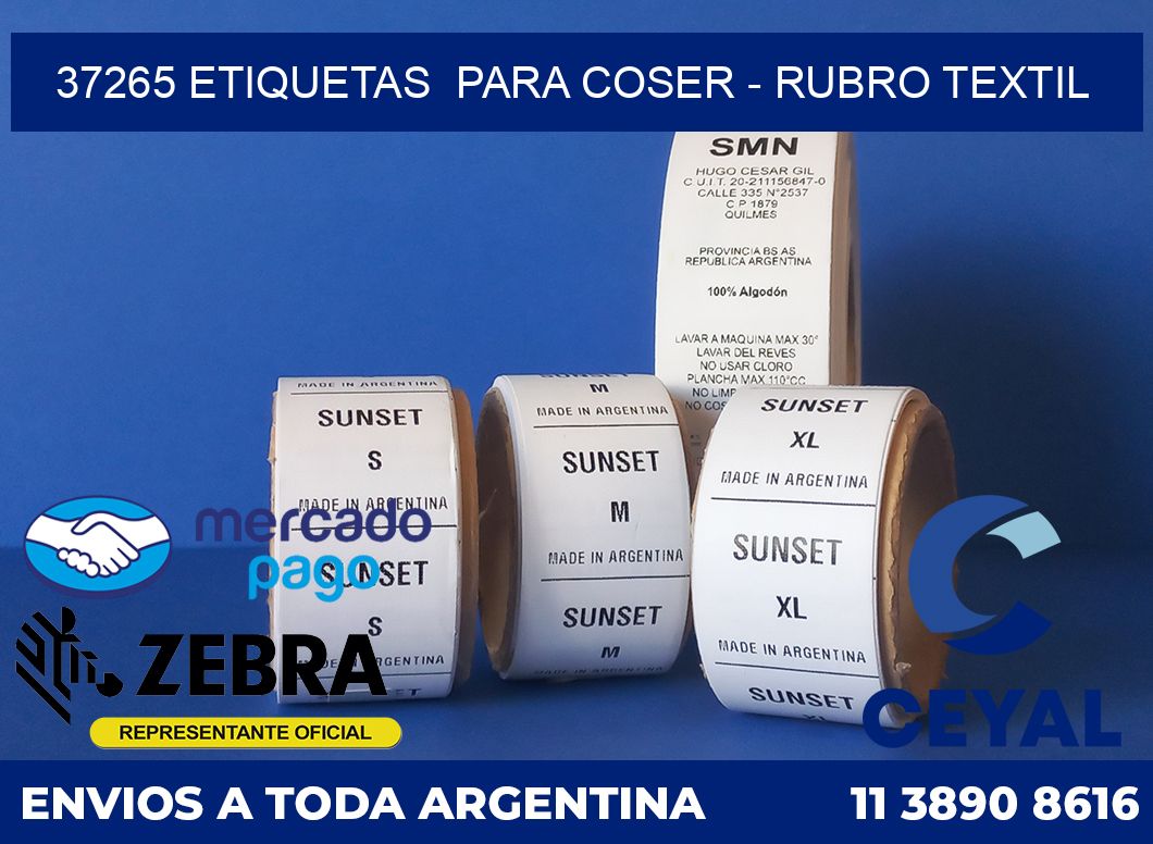 37265 ETIQUETAS  PARA COSER - RUBRO TEXTIL