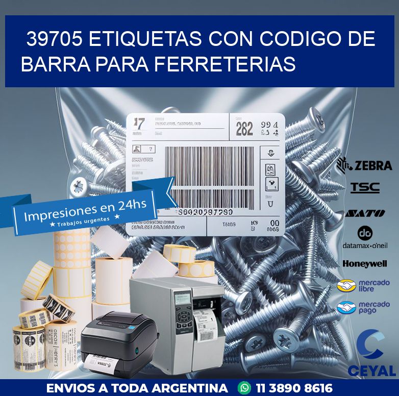 39705 ETIQUETAS CON CODIGO DE BARRA PARA FERRETERIAS