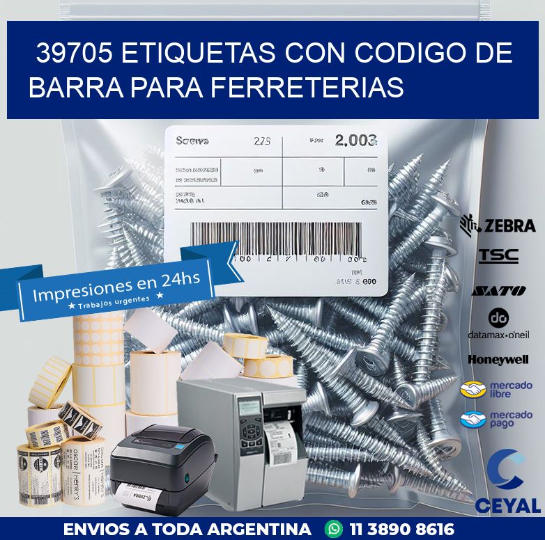 39705 ETIQUETAS CON CODIGO DE BARRA PARA FERRETERIAS