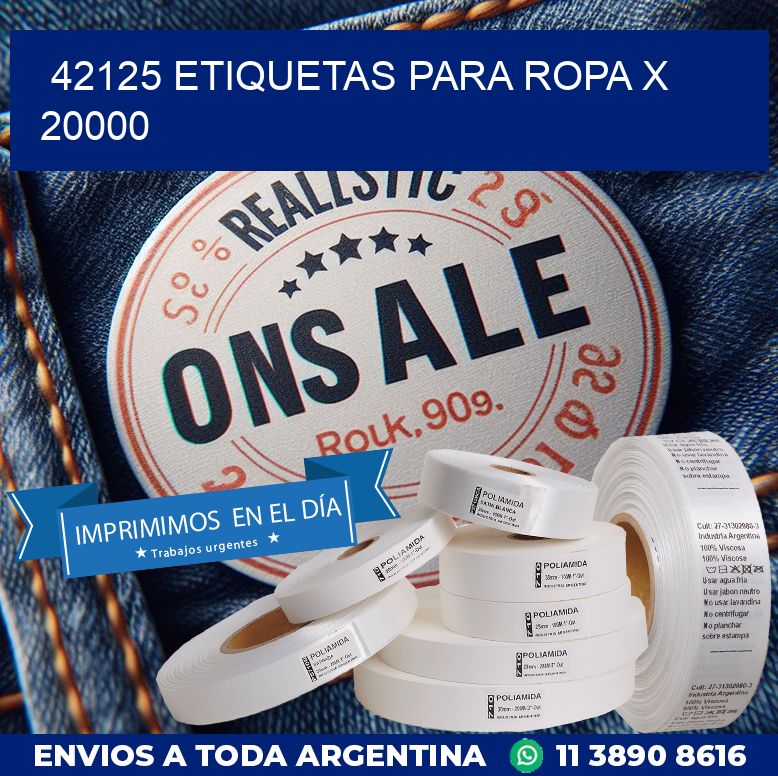 42125 ETIQUETAS PARA ROPA X 20000