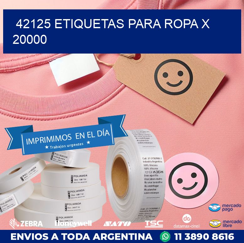 42125 ETIQUETAS PARA ROPA X 20000