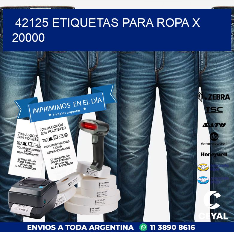 42125 ETIQUETAS PARA ROPA X 20000
