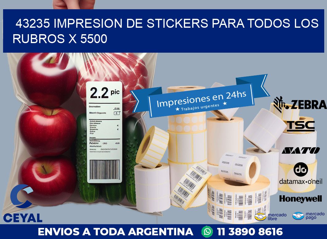 43235 IMPRESION DE STICKERS PARA TODOS LOS RUBROS X 5500