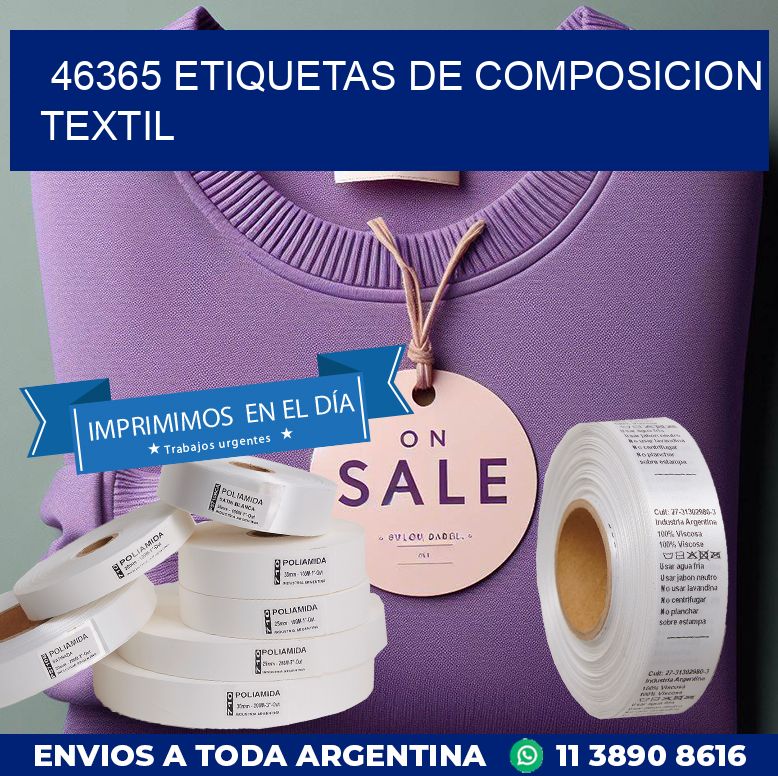 46365 ETIQUETAS DE COMPOSICION TEXTIL