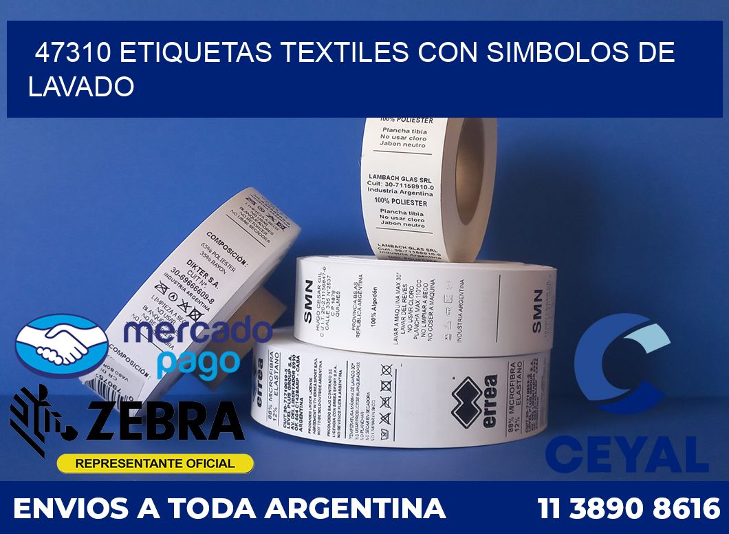 47310 ETIQUETAS TEXTILES CON SIMBOLOS DE LAVADO