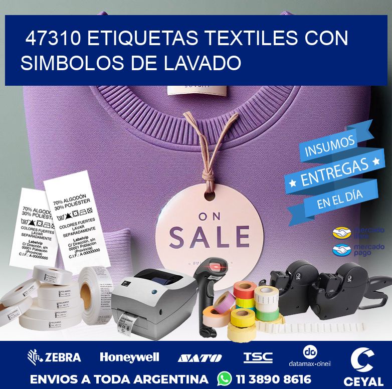 47310 ETIQUETAS TEXTILES CON SIMBOLOS DE LAVADO