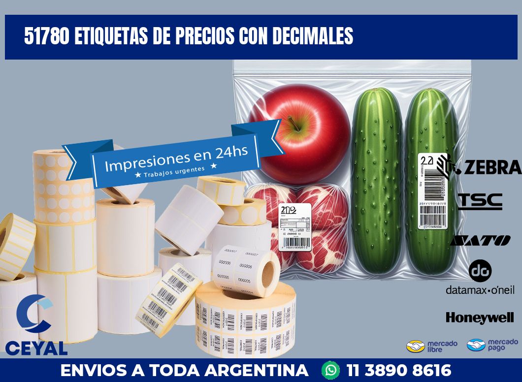 51780 ETIQUETAS DE PRECIOS CON DECIMALES