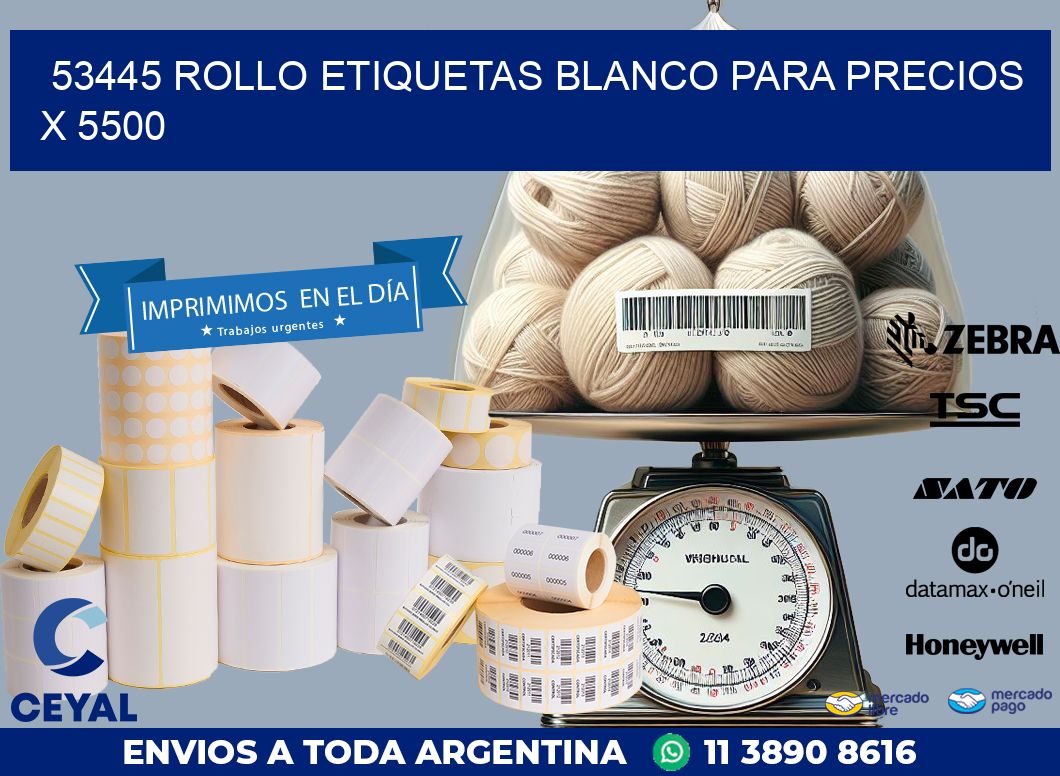 53445 ROLLO ETIQUETAS BLANCO PARA PRECIOS X 5500