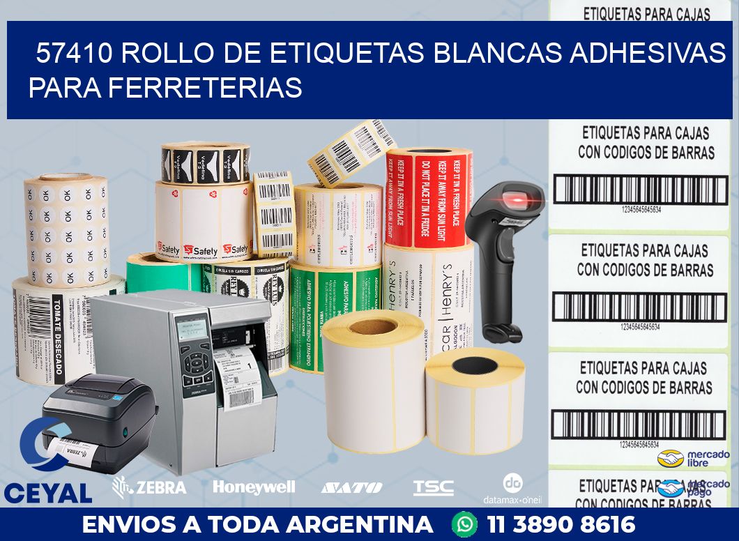 57410 ROLLO DE ETIQUETAS BLANCAS ADHESIVAS PARA FERRETERIAS