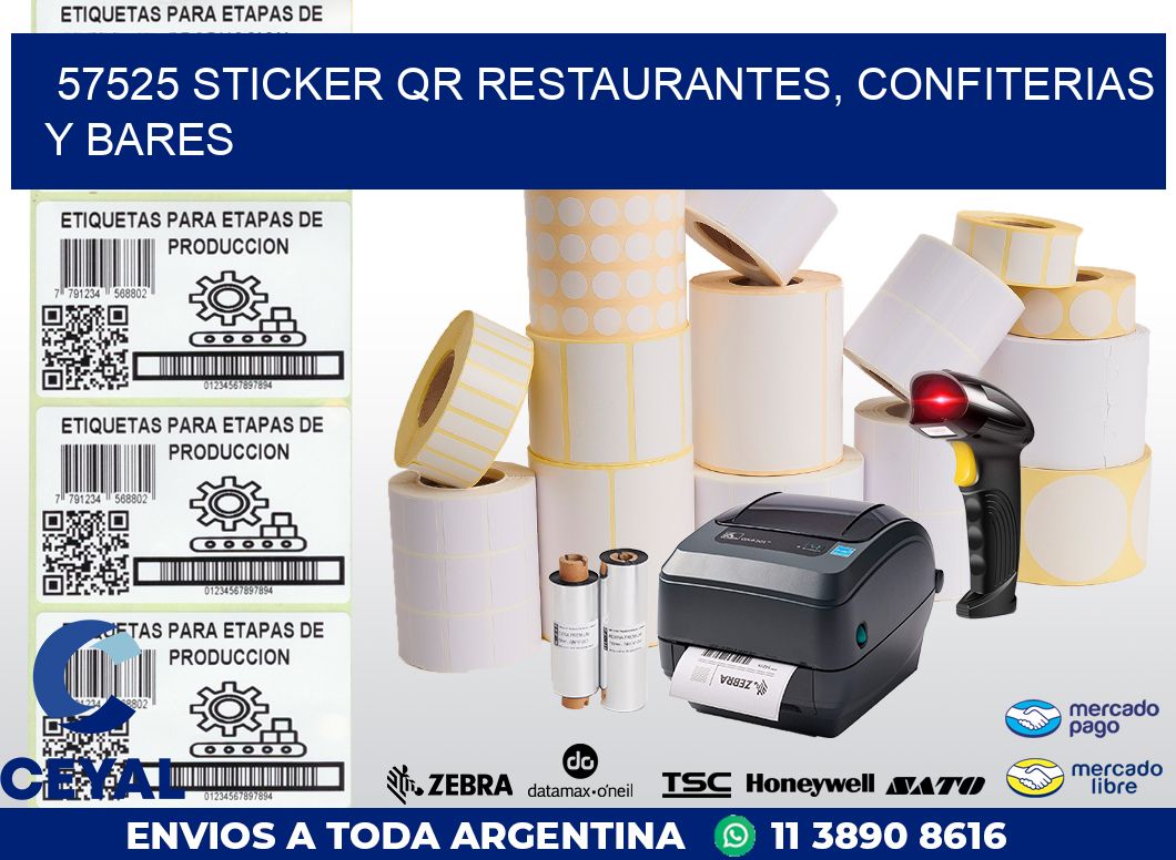 57525 STICKER QR RESTAURANTES, CONFITERIAS Y BARES