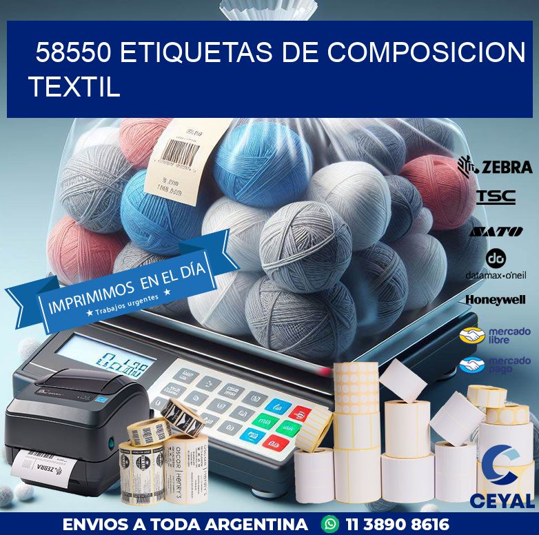 58550 ETIQUETAS DE COMPOSICION TEXTIL