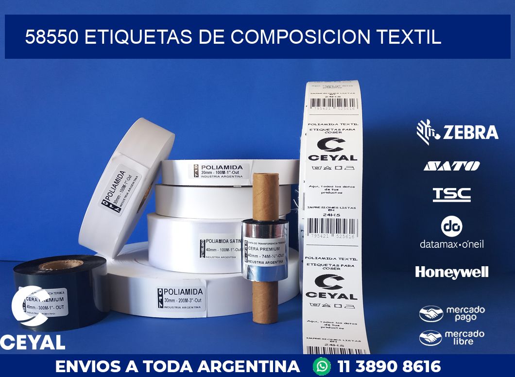 58550 ETIQUETAS DE COMPOSICION TEXTIL