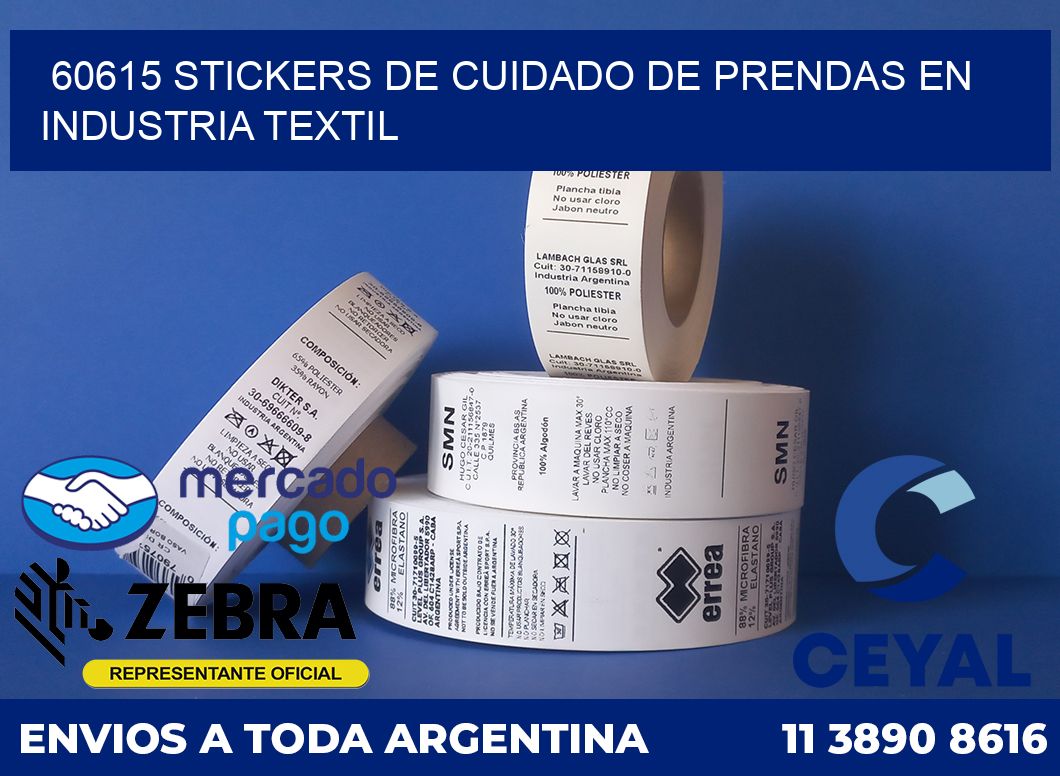 60615 STICKERS DE CUIDADO DE PRENDAS EN INDUSTRIA TEXTIL