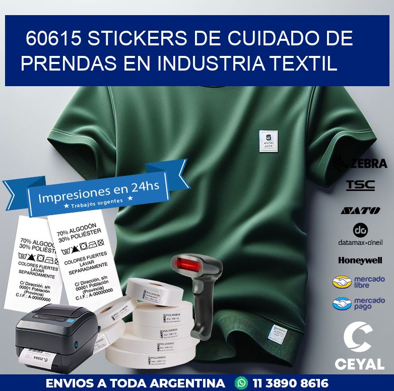 60615 STICKERS DE CUIDADO DE PRENDAS EN INDUSTRIA TEXTIL