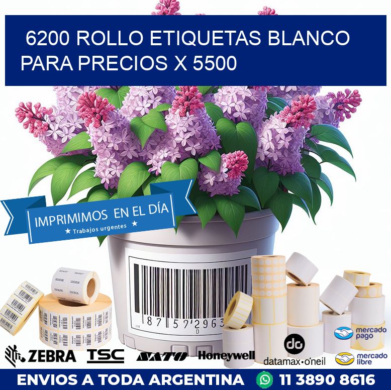 6200 ROLLO ETIQUETAS BLANCO PARA PRECIOS X 5500