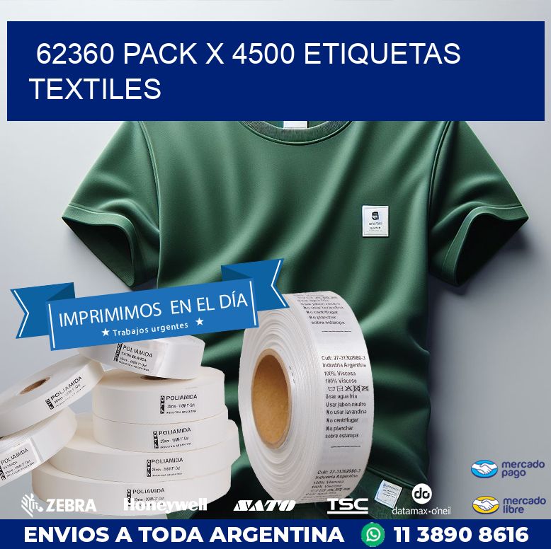62360 PACK X 4500 ETIQUETAS TEXTILES