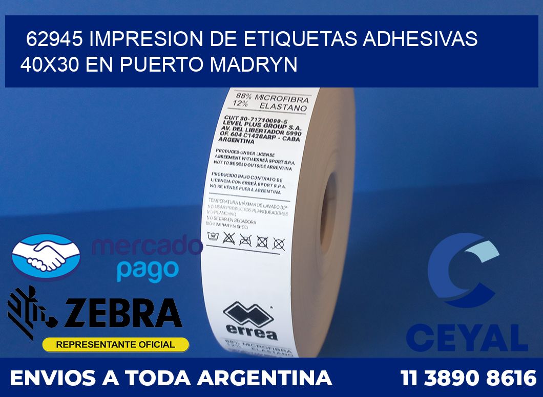 62945 IMPRESION DE ETIQUETAS ADHESIVAS 40X30 EN PUERTO MADRYN