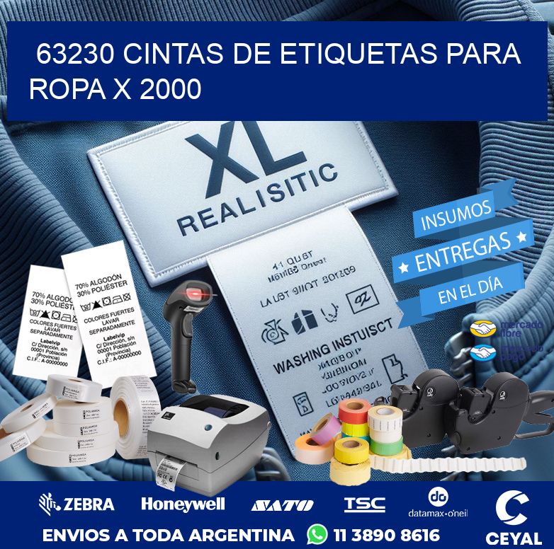 63230 CINTAS DE ETIQUETAS PARA ROPA X 2000