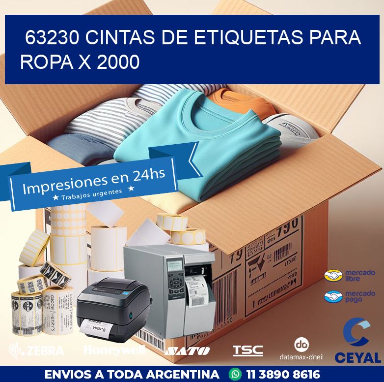 63230 CINTAS DE ETIQUETAS PARA ROPA X 2000