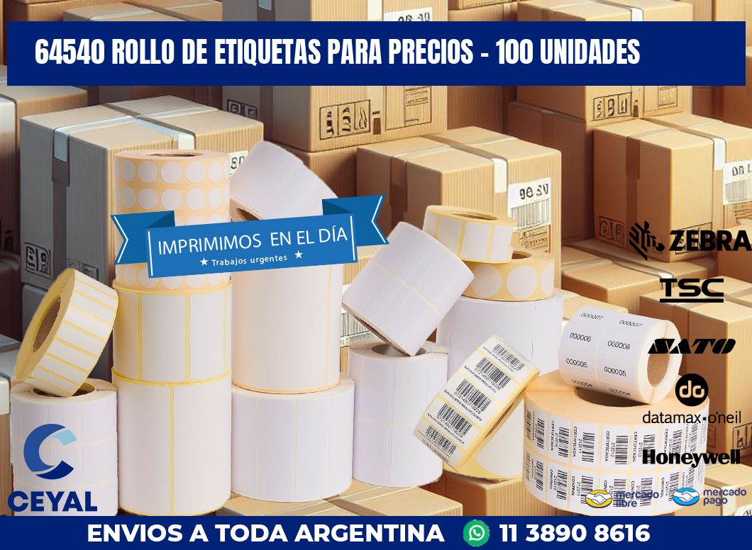 64540 ROLLO DE ETIQUETAS PARA PRECIOS - 100 UNIDADES