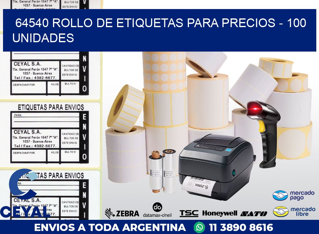 64540 ROLLO DE ETIQUETAS PARA PRECIOS - 100 UNIDADES