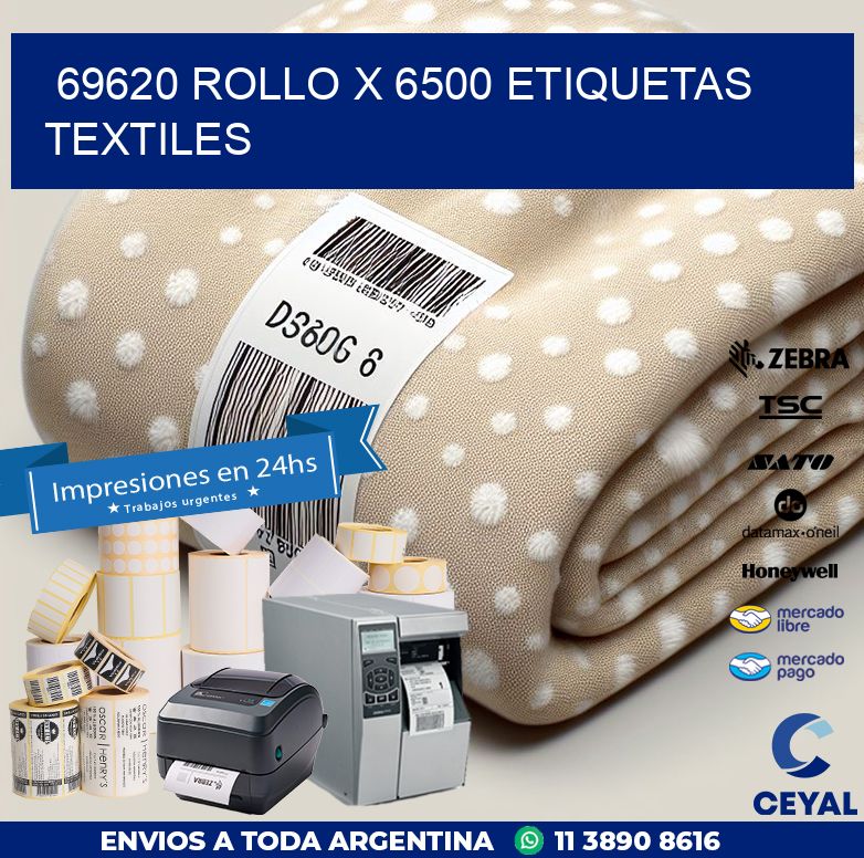 69620 ROLLO X 6500 ETIQUETAS TEXTILES