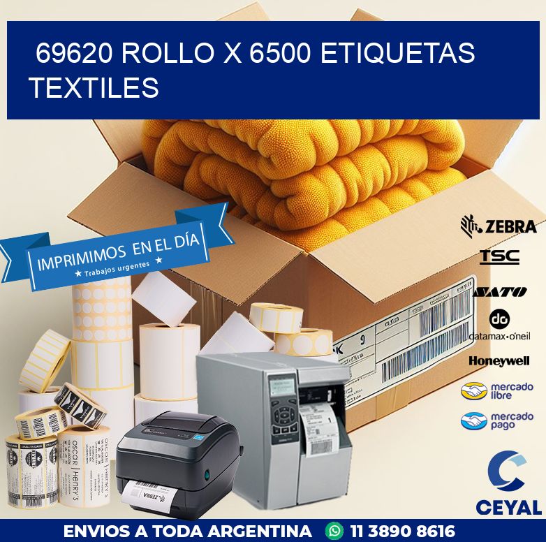69620 ROLLO X 6500 ETIQUETAS TEXTILES