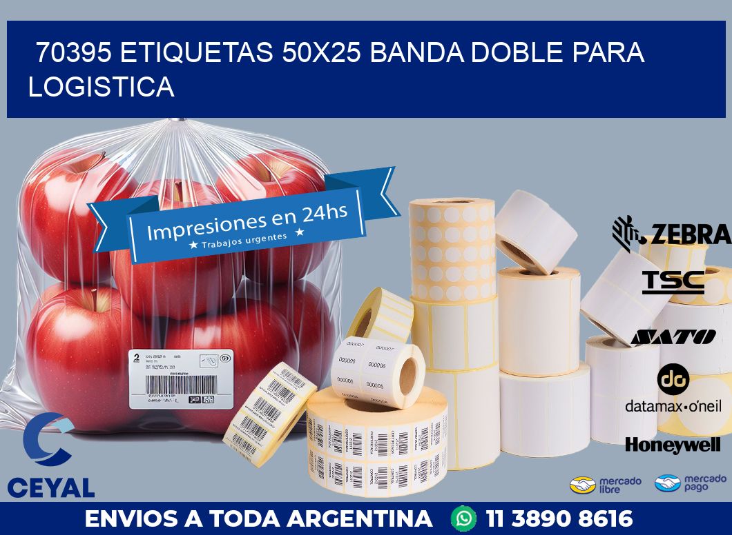 70395 ETIQUETAS 50X25 BANDA DOBLE PARA LOGISTICA
