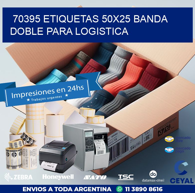 70395 ETIQUETAS 50X25 BANDA DOBLE PARA LOGISTICA