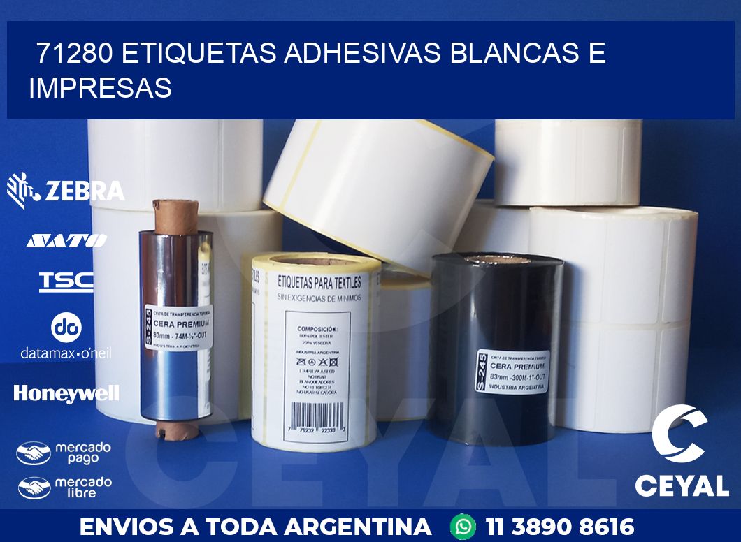71280 ETIQUETAS ADHESIVAS BLANCAS E IMPRESAS