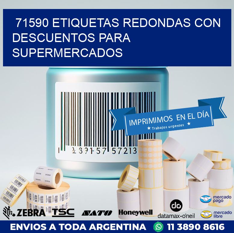 71590 ETIQUETAS REDONDAS CON DESCUENTOS PARA SUPERMERCADOS