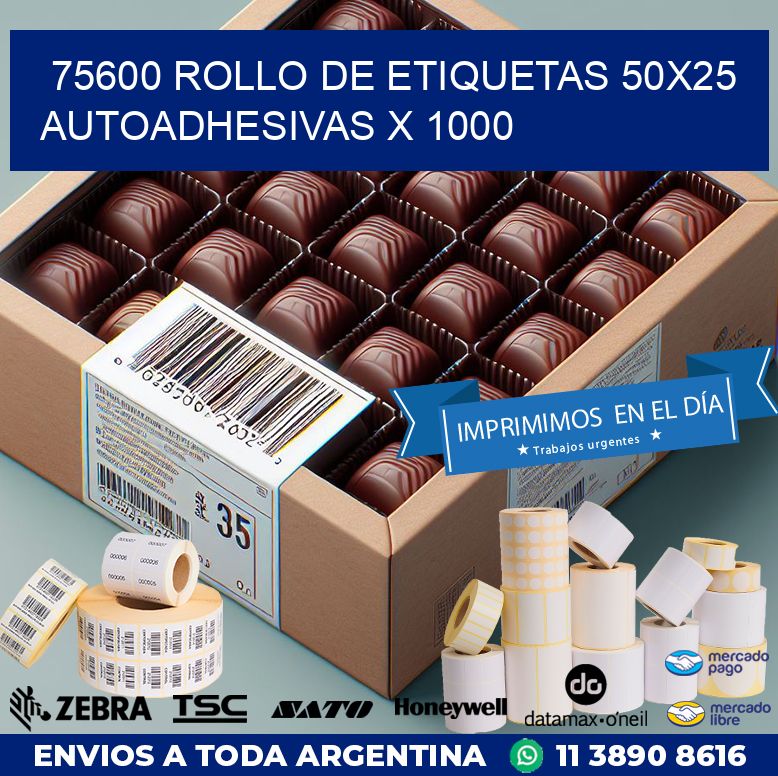 75600 ROLLO DE ETIQUETAS 50X25 AUTOADHESIVAS X 1000