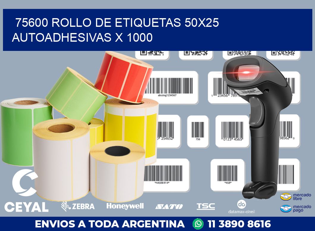 75600 ROLLO DE ETIQUETAS 50X25 AUTOADHESIVAS X 1000