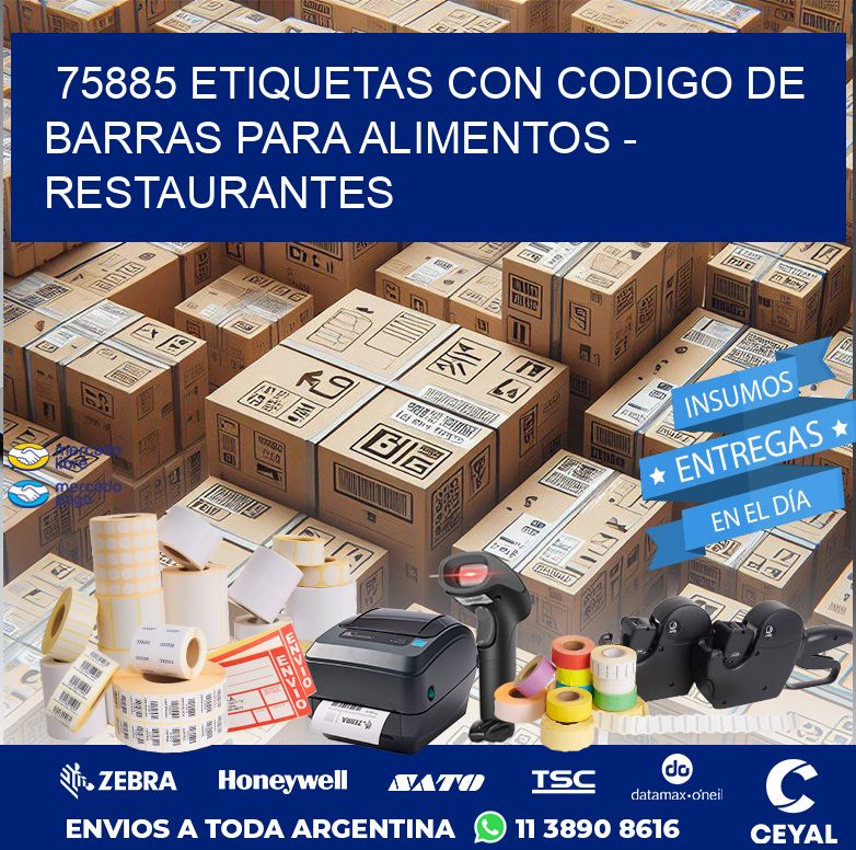 75885 ETIQUETAS CON CODIGO DE BARRAS PARA ALIMENTOS - RESTAURANTES