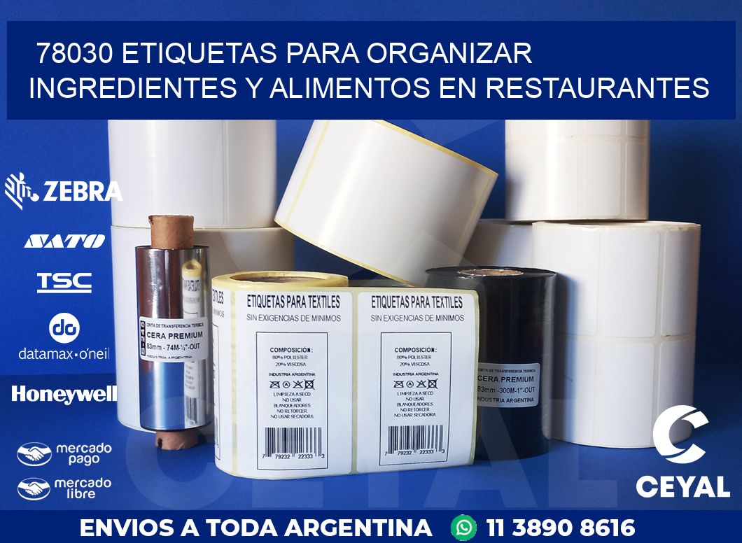 78030 ETIQUETAS PARA ORGANIZAR INGREDIENTES Y ALIMENTOS EN RESTAURANTES