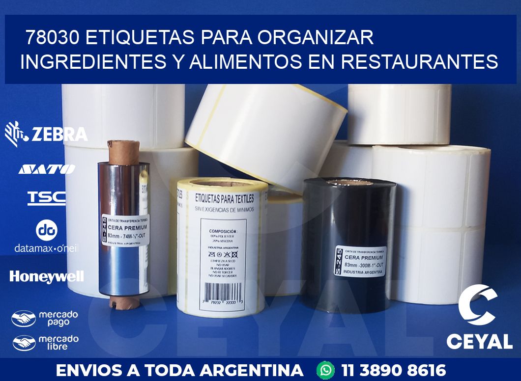 78030 ETIQUETAS PARA ORGANIZAR INGREDIENTES Y ALIMENTOS EN RESTAURANTES