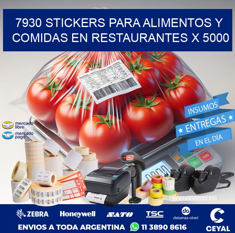 7930 STICKERS PARA ALIMENTOS Y COMIDAS EN RESTAURANTES X 5000