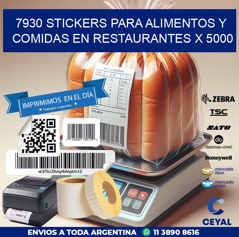 7930 STICKERS PARA ALIMENTOS Y COMIDAS EN RESTAURANTES X 5000