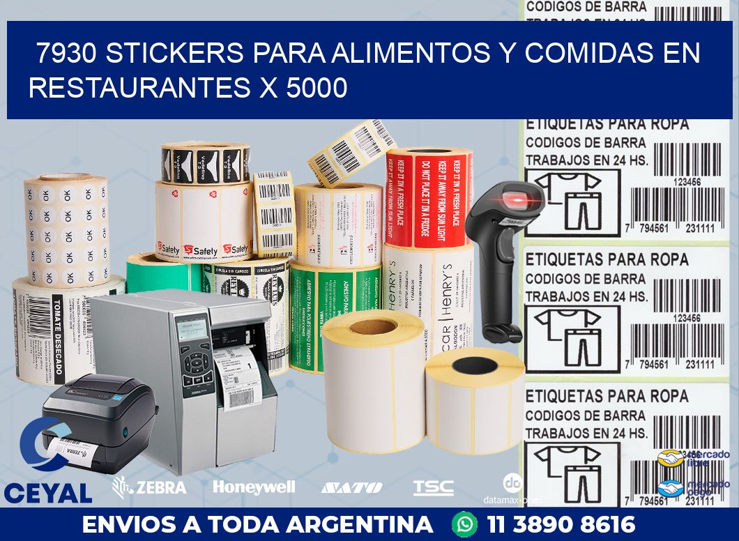 7930 STICKERS PARA ALIMENTOS Y COMIDAS EN RESTAURANTES X 5000