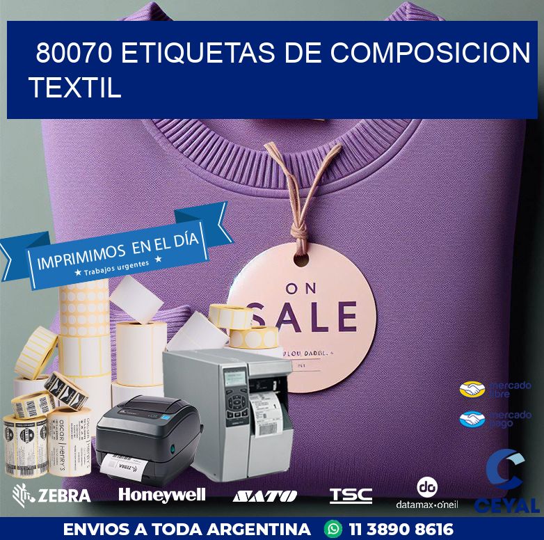 80070 ETIQUETAS DE COMPOSICION TEXTIL