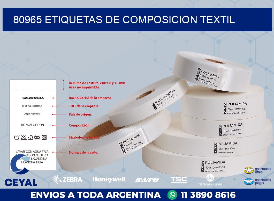 80965 ETIQUETAS DE COMPOSICION TEXTIL