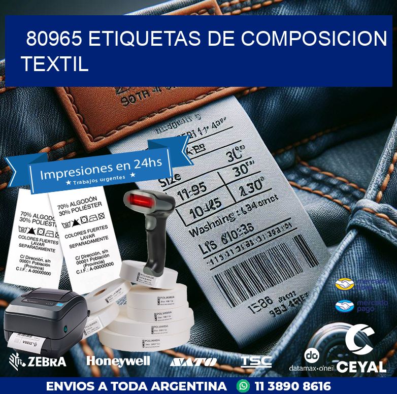 80965 ETIQUETAS DE COMPOSICION TEXTIL