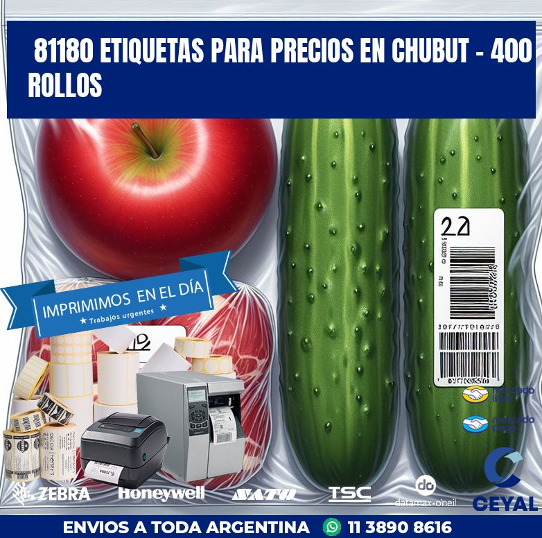 81180 ETIQUETAS PARA PRECIOS EN CHUBUT - 400 ROLLOS