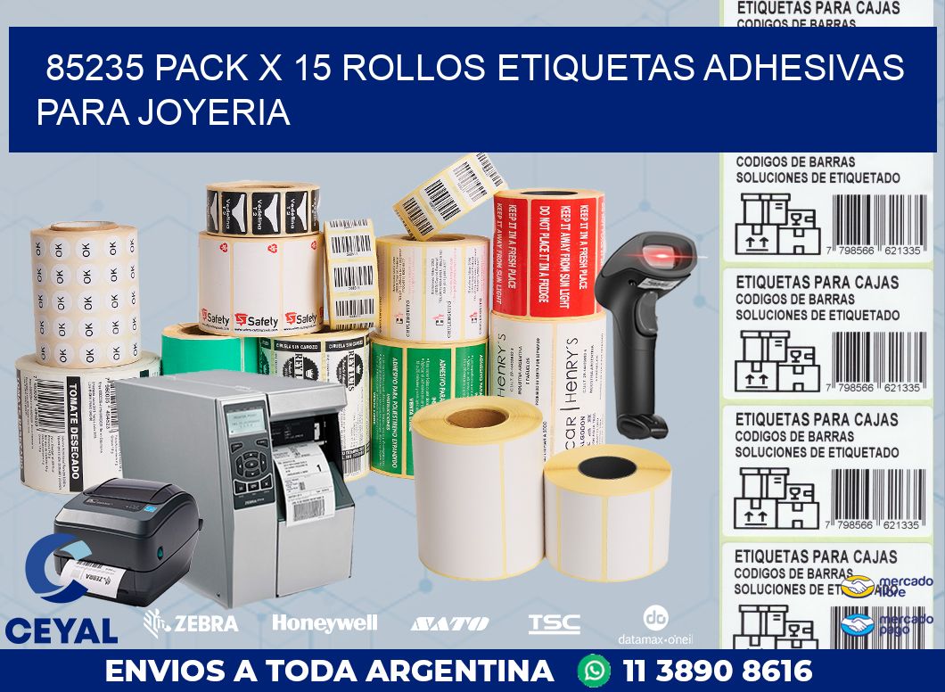 85235 PACK X 15 ROLLOS ETIQUETAS ADHESIVAS PARA JOYERIA