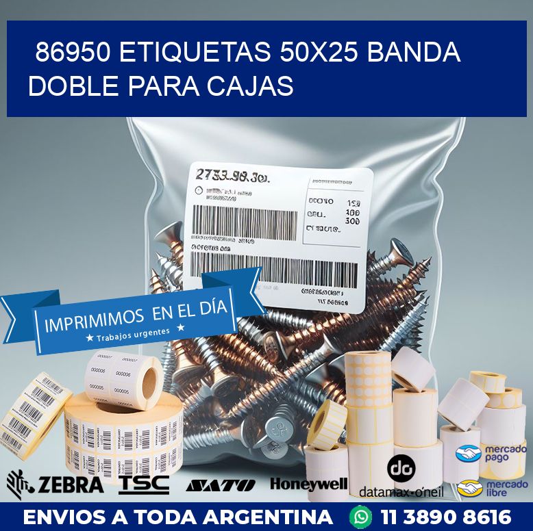 86950 ETIQUETAS 50X25 BANDA DOBLE PARA CAJAS