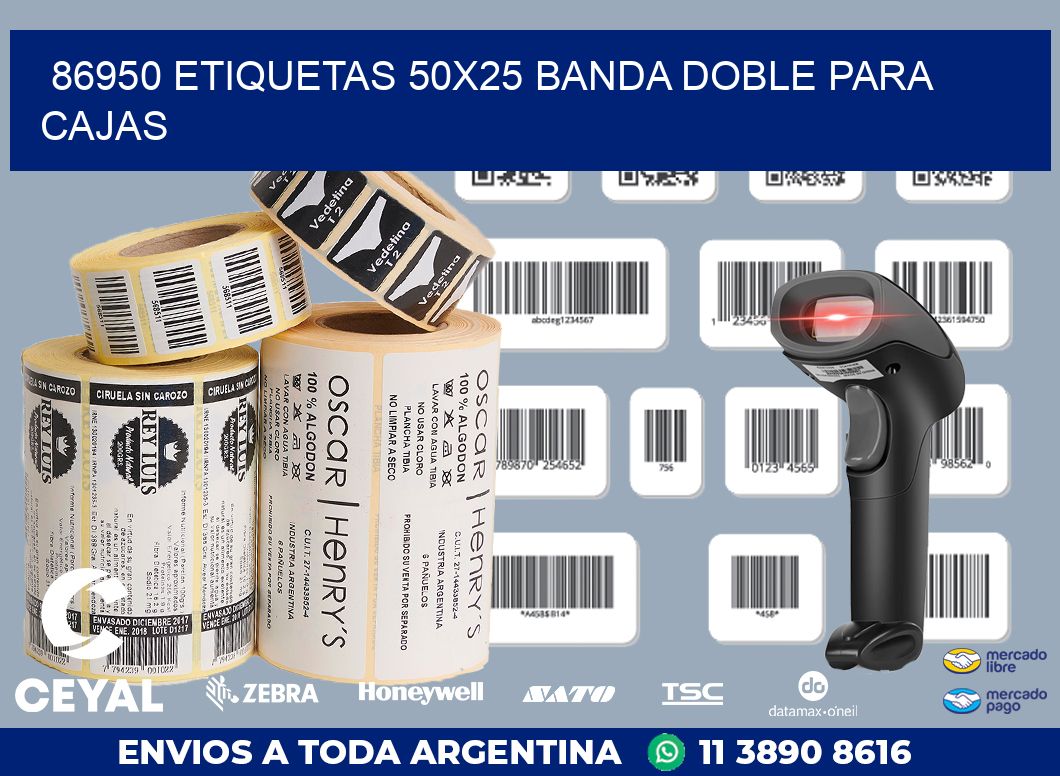 86950 ETIQUETAS 50X25 BANDA DOBLE PARA CAJAS